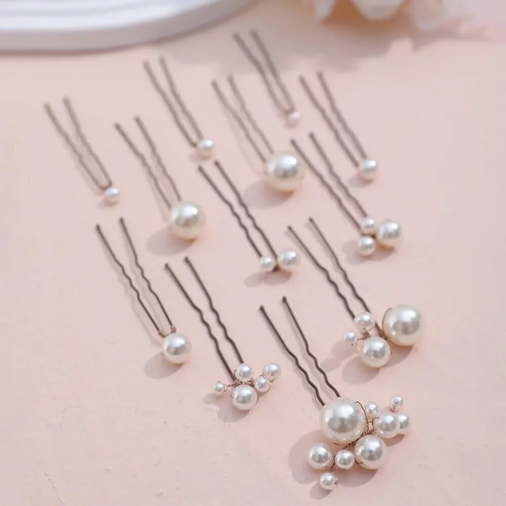 12 Pieces Bridal Hair Accessories Pearl Wedding Hair Pins Handmade Bridal Hair P